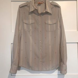 NWT Tory Burch Miller Print Button Down Shirt with Boat Print Size 12